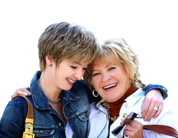 Two friends laughing together